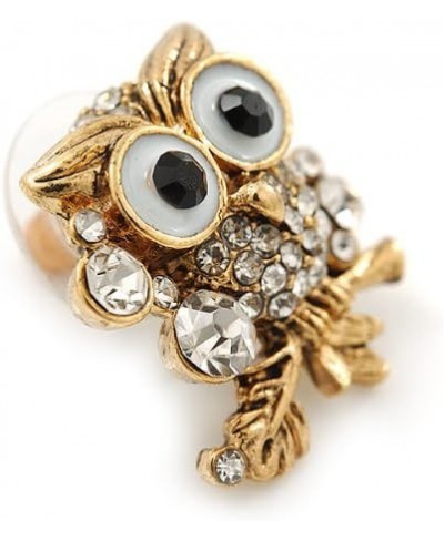 Wise Owl' Crystal Paved Stud Earrings (Gold Plated) - 2cm Length $15.27 Stud