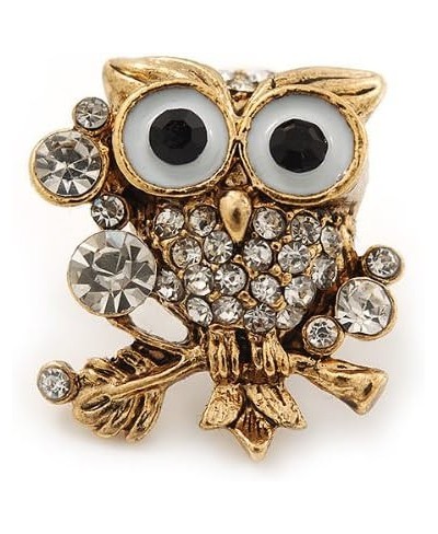 Wise Owl' Crystal Paved Stud Earrings (Gold Plated) - 2cm Length $15.27 Stud