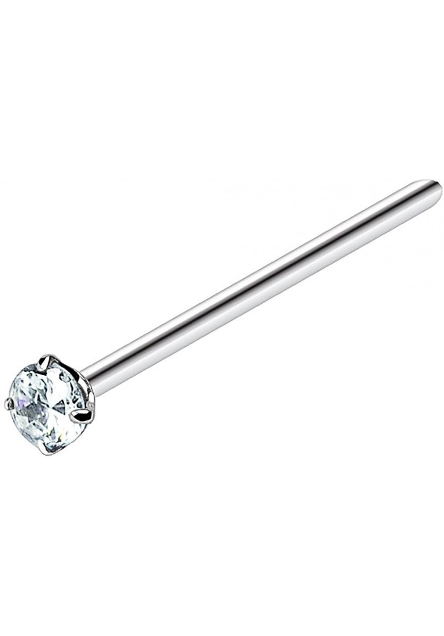 Round 2mm Prong Set CZ Top 316L Surgical Steel Fish Tail Nose Ring (Sold Per Piece) $9.50 Piercing Jewelry