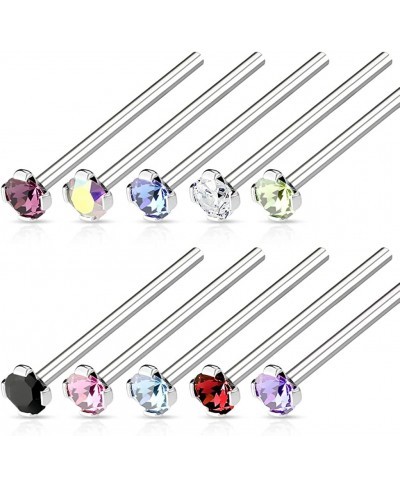 Round 2mm Prong Set CZ Top 316L Surgical Steel Fish Tail Nose Ring (Sold Per Piece) $9.50 Piercing Jewelry