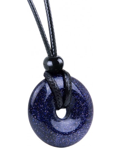 Good Luck Necklace - Blue Goldstone Crystal Donut Jewelry - Spiritual Protection and Aura Energy Amulet $17.91 Pendant Necklaces