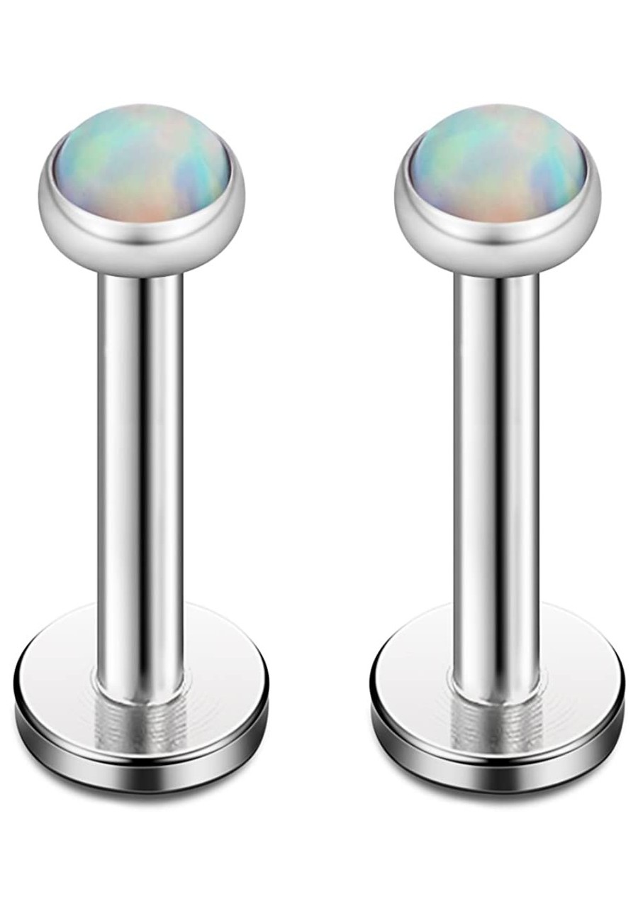 Opal Internally Threaded Stainless Steel Labret Monroe Lip Ring Tragus Helix Earring 16G 1/4" 6mm $11.87 Piercing Jewelry