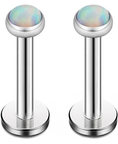 Opal Internally Threaded Stainless Steel Labret Monroe Lip Ring Tragus Helix Earring 16G 1/4" 6mm $11.87 Piercing Jewelry