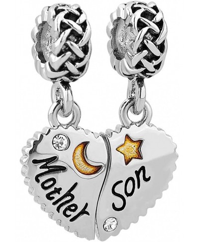 Mother Daughter/Mother Son Charm Dangle Heart Moon and Star Beads Compatible with Pandora Charms Bracelets $9.30 Charms & Cha...