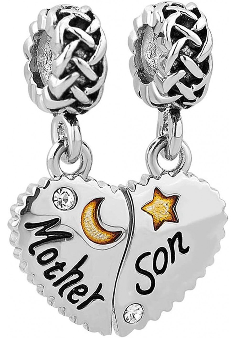 Mother Daughter/Mother Son Charm Dangle Heart Moon and Star Beads Compatible with Pandora Charms Bracelets $9.30 Charms & Cha...