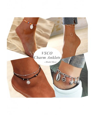 12Pcs Handmade Starfish Turtle Anklet Bracelets for Women Adjustable VSCO Charm Anklets Boho Ankle Bracelet Foot Jewelry Set ...