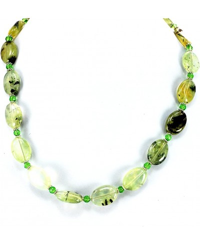 Green Prehnite Oval Beads Necklace with Silver Tone Toggle Clasp 18" N5040825b $22.91 Strands