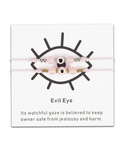 2PCS Evil Eye Bracelet For Women Girls Natural Crystal Amulet aesthetic jewelry friends Protection Bracelet Good Luck Adjusta...