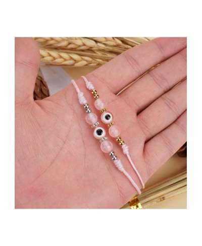 2PCS Evil Eye Bracelet For Women Girls Natural Crystal Amulet aesthetic jewelry friends Protection Bracelet Good Luck Adjusta...