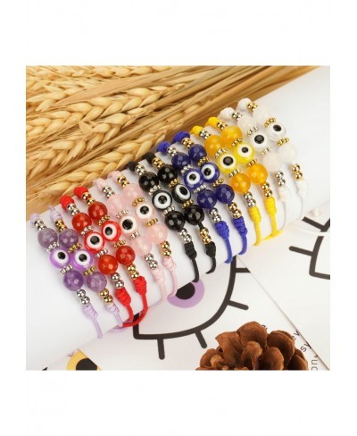 2PCS Evil Eye Bracelet For Women Girls Natural Crystal Amulet aesthetic jewelry friends Protection Bracelet Good Luck Adjusta...