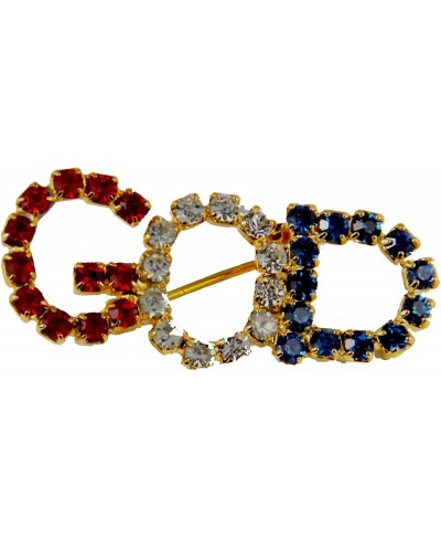 6030100 GOD Rhinestone Brooch Pin Lapel Red White & Blue Brilliant Sparkling $13.90 Brooches & Pins