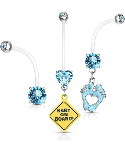 Set of 3 Double Jeweled Pregnancy Maternity Belly Button Ring Retainers $17.65 Piercing Jewelry