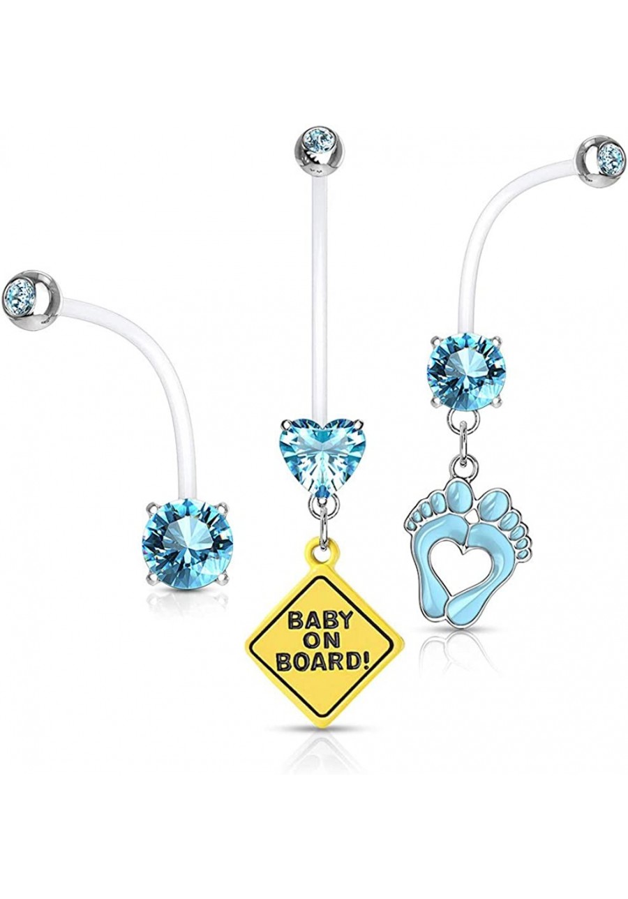 Set of 3 Double Jeweled Pregnancy Maternity Belly Button Ring Retainers $17.65 Piercing Jewelry