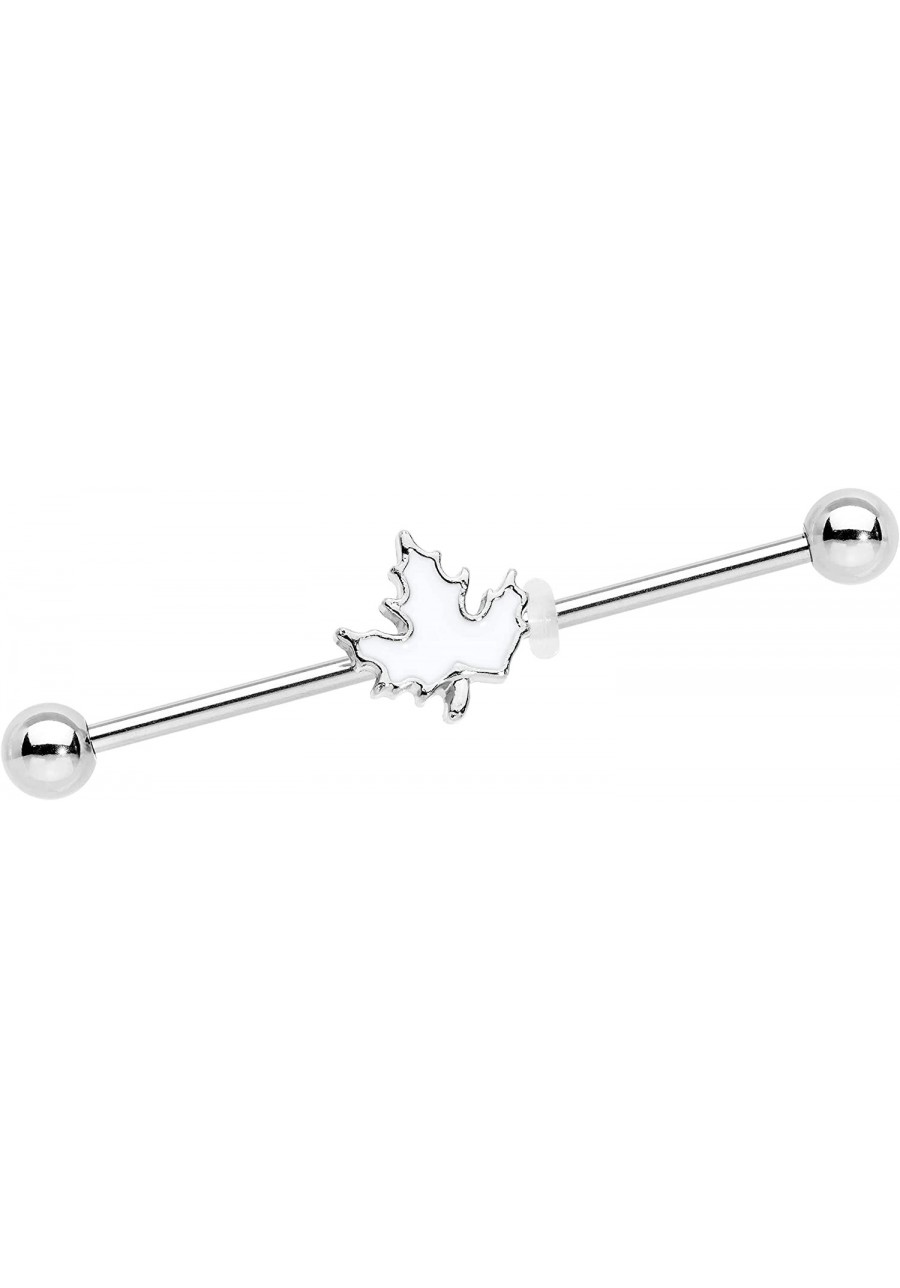 Womens 14G Stainless Steel Helix Cartilage Earring White Maple Leaf Industrial Barbell 1 1/2 $13.38 Piercing Jewelry