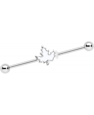 Womens 14G Stainless Steel Helix Cartilage Earring White Maple Leaf Industrial Barbell 1 1/2 $13.38 Piercing Jewelry