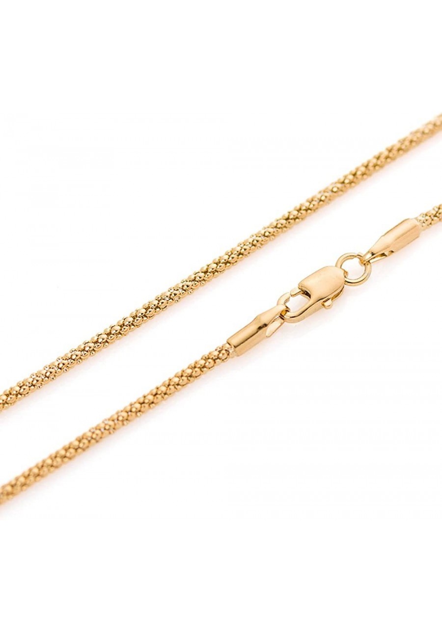 1mm thick 18K gold plated on solid sterling silver 925 Italian COREANA POPCORN chain necklace chocker bracelet anklet - 15 20...