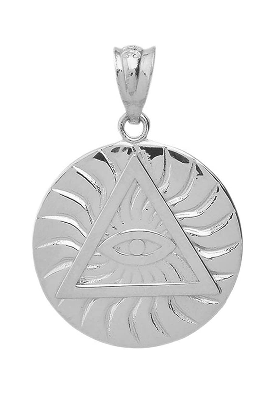 Sterling Silver Triangle Eye of Providence Illuminati All Seeing Eye Round Pendant $19.02 Pendants & Coins