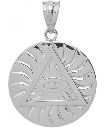 Sterling Silver Triangle Eye of Providence Illuminati All Seeing Eye Round Pendant $19.02 Pendants & Coins