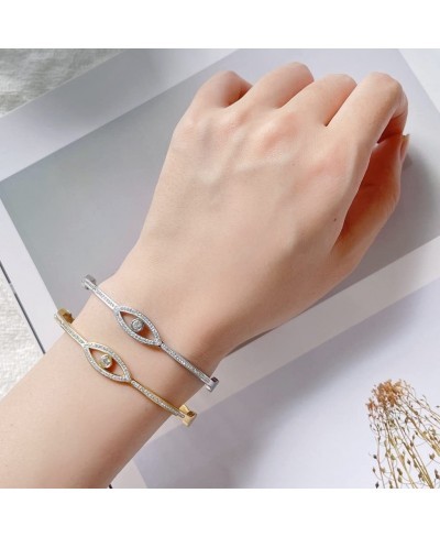 Small Size Stainless Steel Evil Eye of Gold Cocktail Party Bangle Bracelet $7.49 Bangle