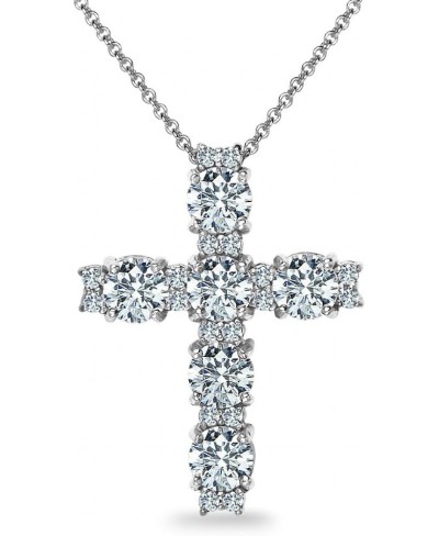 Sterling Silver Round-cut Large CZ Cross Necklace for Women Made with AAA Cubic Zirconia $37.94 Pendant Necklaces