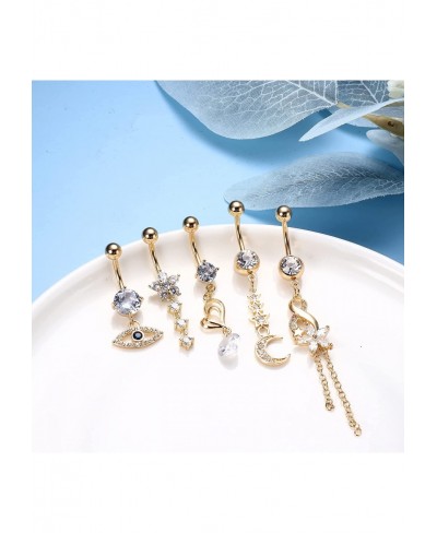 8 Pcs 14G Belly Button Rings Dangling Surgical Steel Belly Rings for Women Evil Eye CZ Navel Piercing Jewelry $14.85 Piercing...