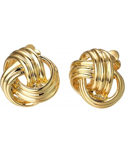 Love Knot Clip On Earrings For Women Fashion Sparkly 18K Gold Plated Bride Knot Earrings For Non Pierced Ears $13.49 Clip-Ons