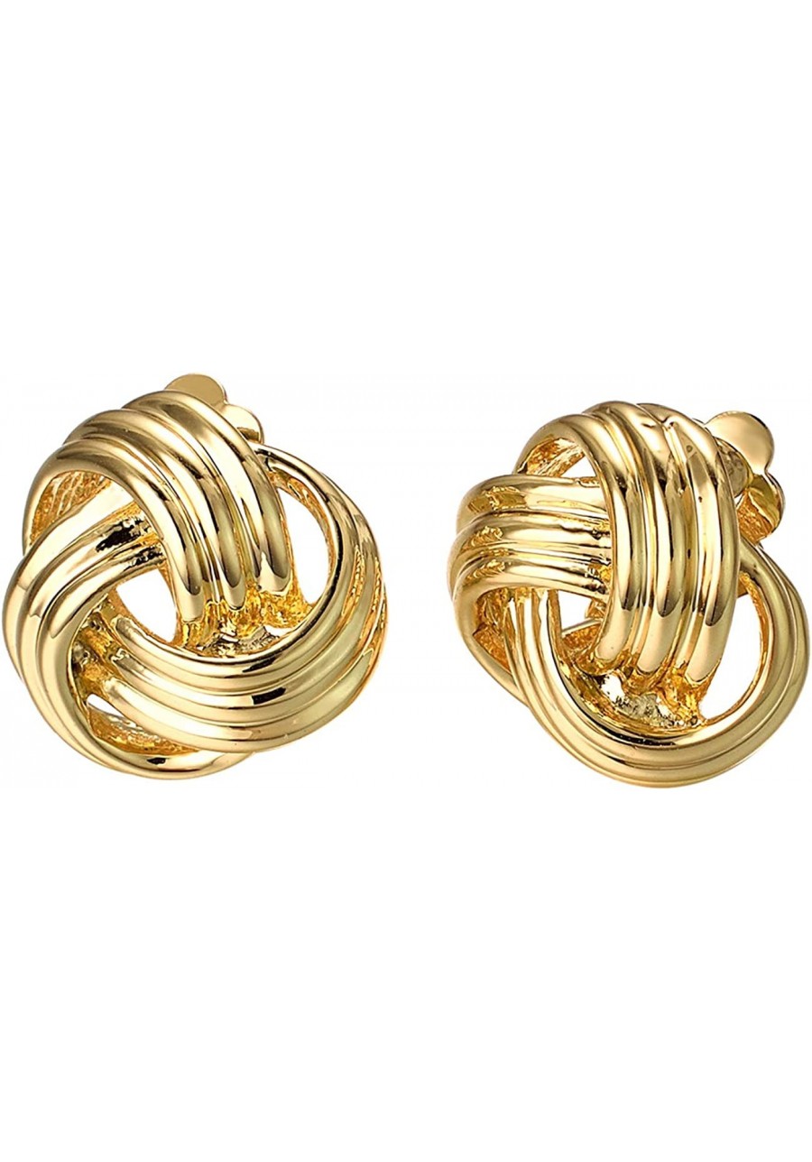 Love Knot Clip On Earrings For Women Fashion Sparkly 18K Gold Plated Bride Knot Earrings For Non Pierced Ears $13.49 Clip-Ons