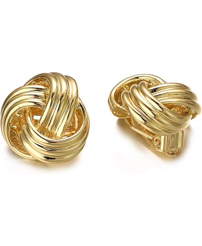 Love Knot Clip On Earrings For Women Fashion Sparkly 18K Gold Plated Bride Knot Earrings For Non Pierced Ears $13.49 Clip-Ons