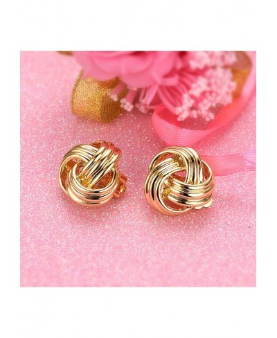 Love Knot Clip On Earrings For Women Fashion Sparkly 18K Gold Plated Bride Knot Earrings For Non Pierced Ears $13.49 Clip-Ons