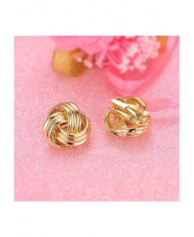 Love Knot Clip On Earrings For Women Fashion Sparkly 18K Gold Plated Bride Knot Earrings For Non Pierced Ears $13.49 Clip-Ons