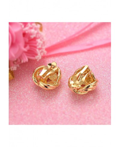 Love Knot Clip On Earrings For Women Fashion Sparkly 18K Gold Plated Bride Knot Earrings For Non Pierced Ears $13.49 Clip-Ons