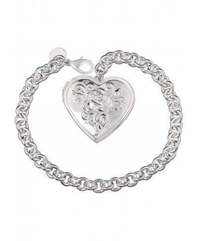 Heart Locket Bracelet Holds Photo Pendants Silver Charm Chain Bracelets Bangle for Women Girls(06002771)… $14.21 Link