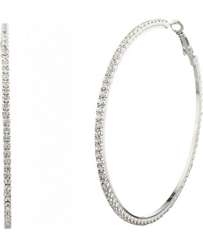 Silvertone Crystal Rhinestone Pave Hoop Earring $9.69 Hoop