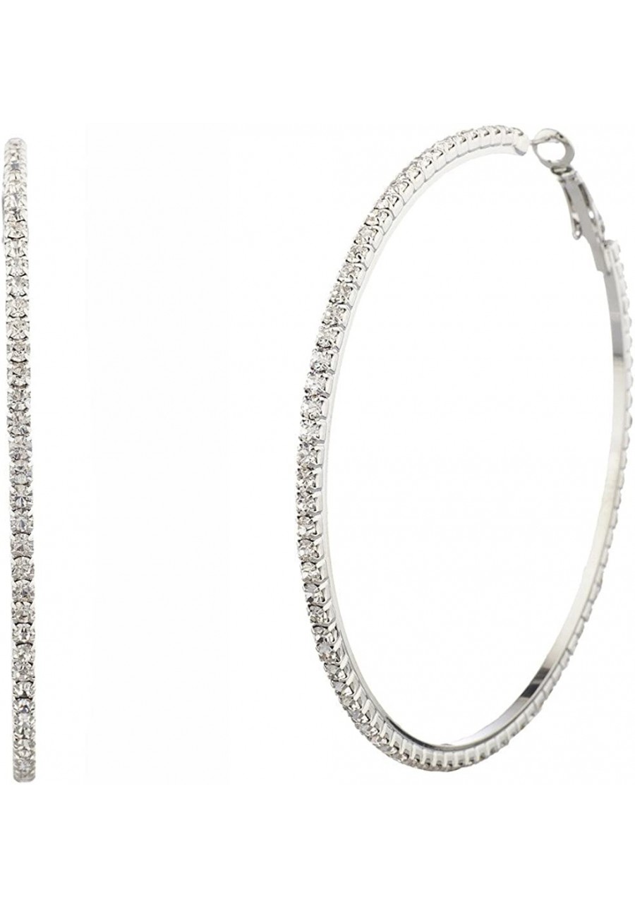 Silvertone Crystal Rhinestone Pave Hoop Earring $9.69 Hoop