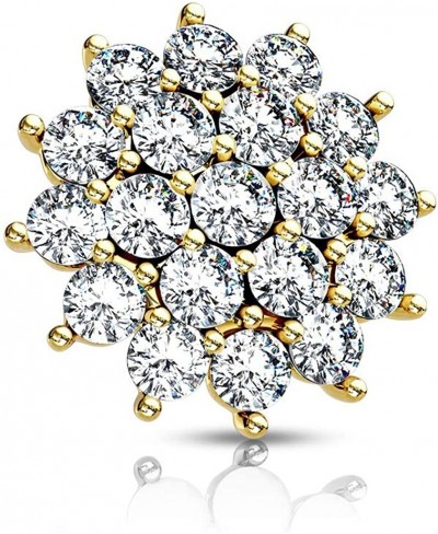 Internally Threaded CZ Crystal Paved Sunburst Dermal Anchor Top (Gold Tone) $11.57 Piercing Jewelry