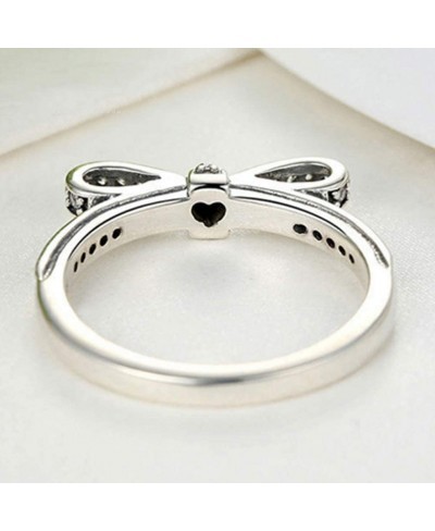 Women Rings Cute Sparkling Rhinestone Inlaid Bow Knot Finger Ring for Party Charm Jewelry Gift US8 $5.84 Bands