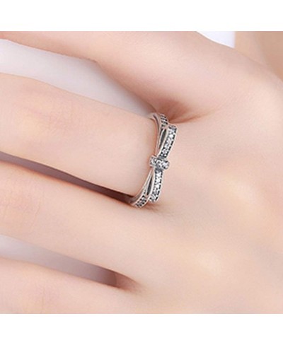 Women Rings Cute Sparkling Rhinestone Inlaid Bow Knot Finger Ring for Party Charm Jewelry Gift US8 $5.84 Bands