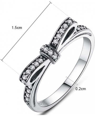 Women Rings Cute Sparkling Rhinestone Inlaid Bow Knot Finger Ring for Party Charm Jewelry Gift US8 $5.84 Bands