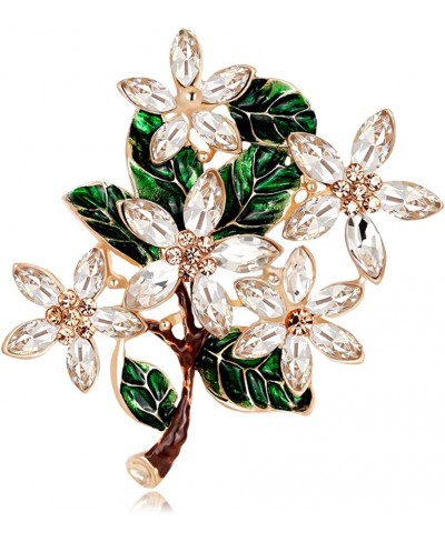 Womens Flower Green Leaf Rhinestone Brooch Pin $13.87 Brooches & Pins