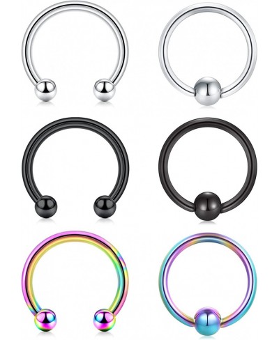 20G 18G 16G 14G Attached Captive Bead Ring Horseshoe Rings Surgical Steel Septum Nose Eyebrow Lip Belly Rings Cartilage Helix...