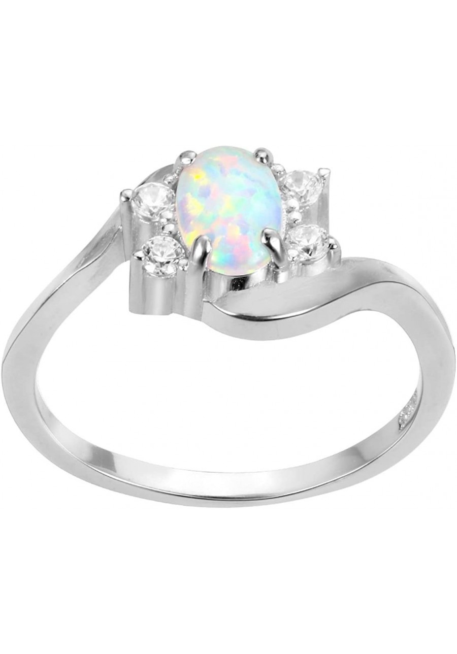 Oval Simulated Opal Swirl Tension Ring Sterling Silver (Sizes 3-15) $16.10 Statement