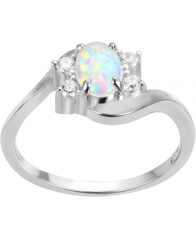 Oval Simulated Opal Swirl Tension Ring Sterling Silver (Sizes 3-15) $16.10 Statement