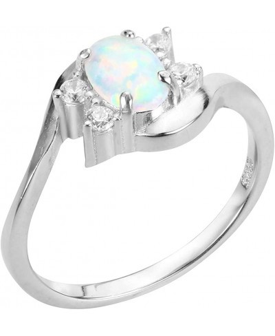 Oval Simulated Opal Swirl Tension Ring Sterling Silver (Sizes 3-15) $16.10 Statement