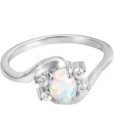 Oval Simulated Opal Swirl Tension Ring Sterling Silver (Sizes 3-15) $16.10 Statement