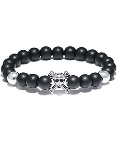 Punk Beads Bracelet - Anime One Piece Strand Bead Bracelet Cool Skull Natural Stone Beads Bracelets & Bangles for Men Women H...