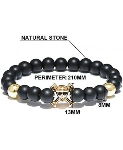 Punk Beads Bracelet - Anime One Piece Strand Bead Bracelet Cool Skull Natural Stone Beads Bracelets & Bangles for Men Women H...