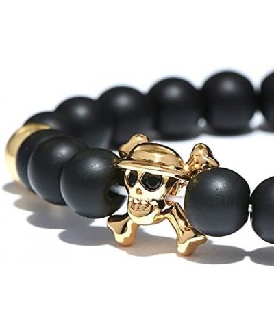 Punk Beads Bracelet - Anime One Piece Strand Bead Bracelet Cool Skull Natural Stone Beads Bracelets & Bangles for Men Women H...