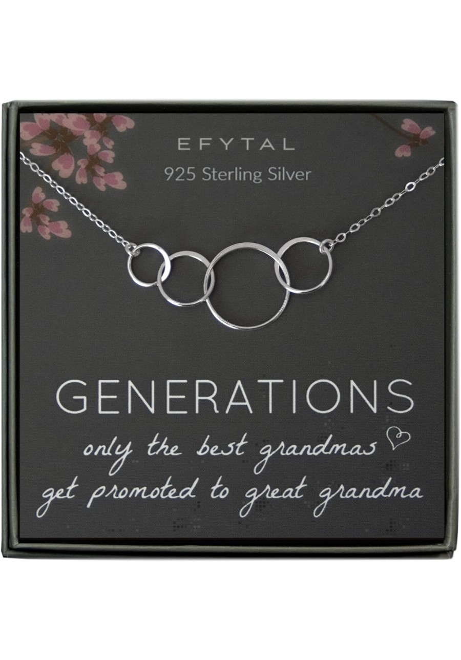 Great Grandma Gifts 925 Sterling Silver 4 Circles Necklace Gifts for Great Grandma Four Generation Necklaces for Women Great ...