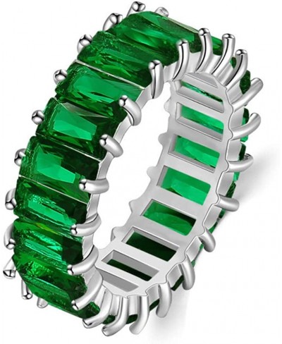 Cubic Zirconia Emerald Cut Eternity Ring Colorful Eternity Rainbow Ring Multi Color Gemstone Bands Ring Jewelry Gift $8.24 Et...