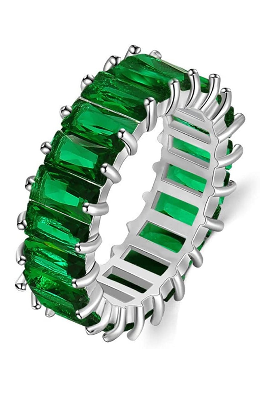 Cubic Zirconia Emerald Cut Eternity Ring Colorful Eternity Rainbow Ring Multi Color Gemstone Bands Ring Jewelry Gift $8.24 Et...